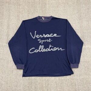 Vintage VERSACE Sport Collectoin sweatshirt mens Medium Blue 1990s